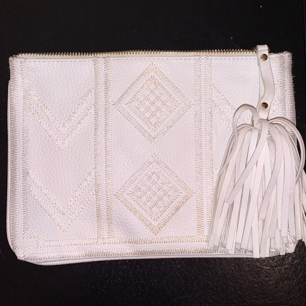 Oversize White Boho Clutch